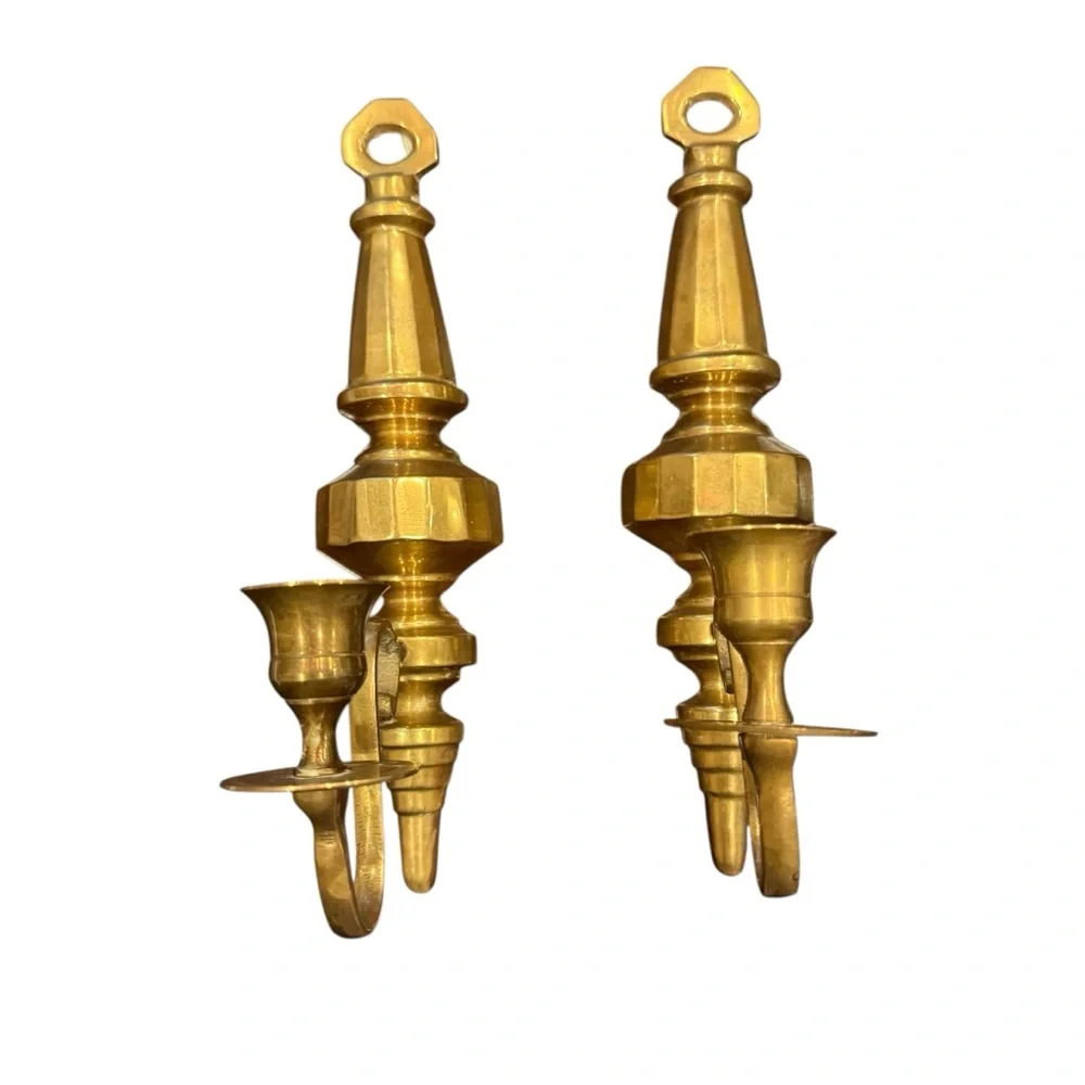 Vintage Solid Brass Wall Sconces (2)